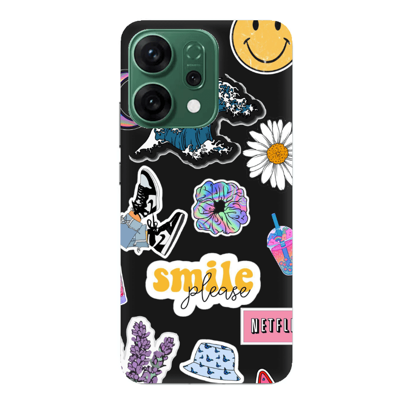 Oppo RENO 14 Smile Moon Black Colored Silicone TPU Θήκη